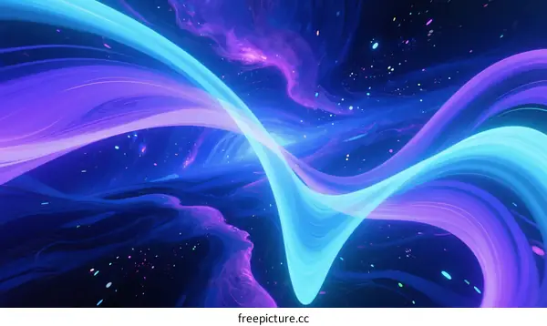 Vibrant Curved Light Streams in Cosmic Space Background