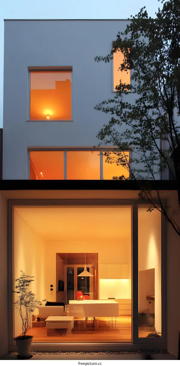 Modern House with Large Windows and a View of the Backyard