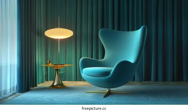Teal Room with Arne Jacobsen's Blue Egg Chair