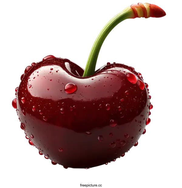 [Transparent Background PNG]Heart Shaped Cherry with Water Drops