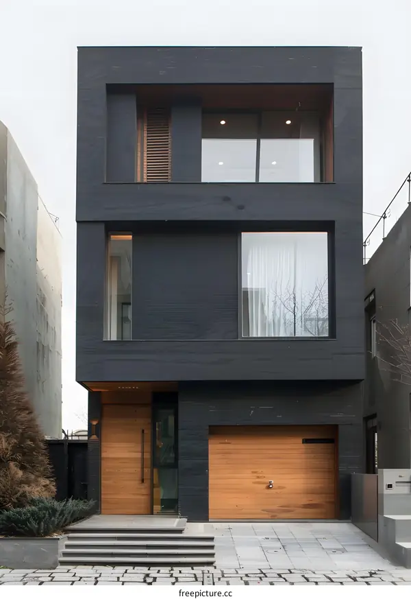 Modern Black and Wooden House Exterior