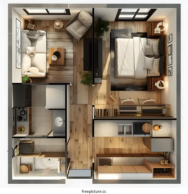 Modern cozy apartment interior design