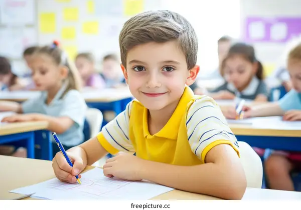 Classroom Scene of Students Focusing on Learning