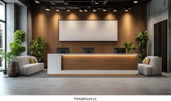 Modern Lobby Reception Desk Interior Design