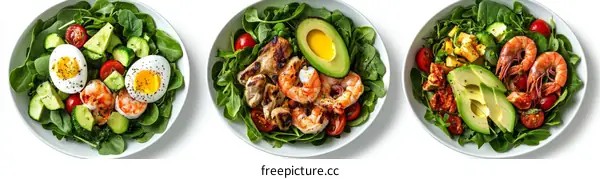 Healthy Salad Bowls with Variety of Ingredients