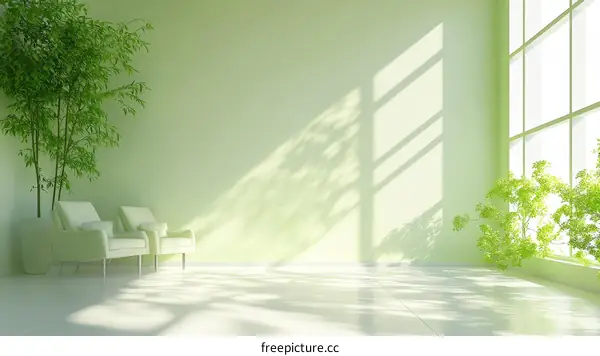 Empty Light Green Room Interior Design