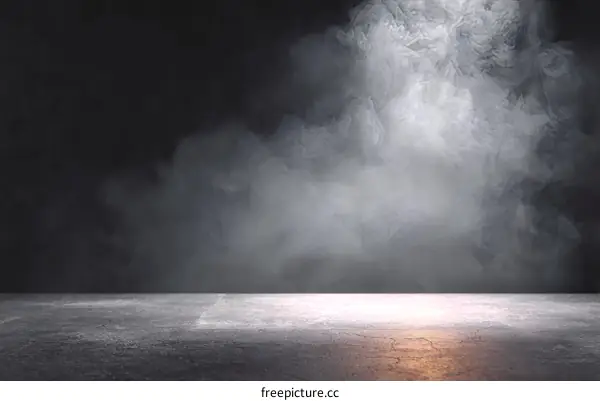 Empty Studio Background with Smoke and Stone Floor