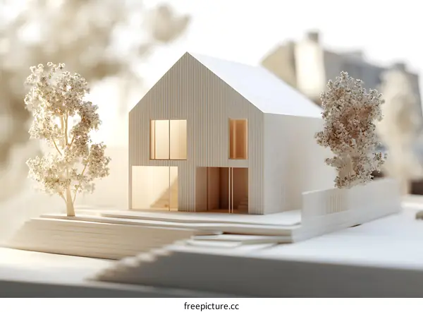 Modern House Model with Trees