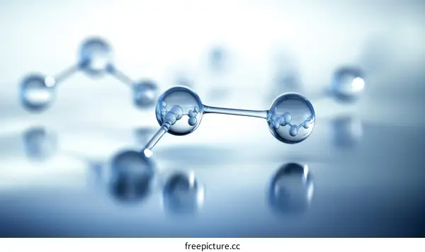 Molecular Structure Illustration with Light Blue Background