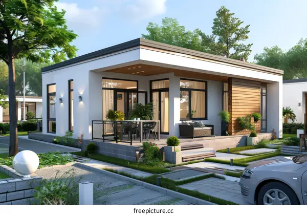 Modern House Exterior Design Illustration