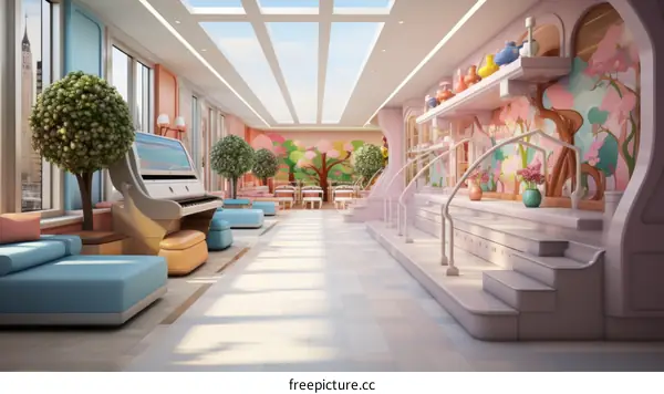 A Vibrant and Playful Children's Hospital Waiting Room