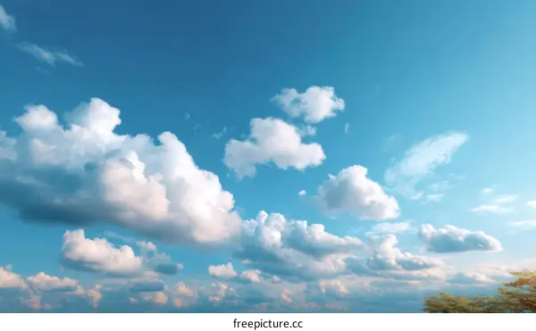 Beautiful Blue Sky with Fluffy Clouds