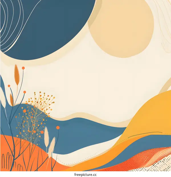 Abstract Art Design with Orange and Blue Colors