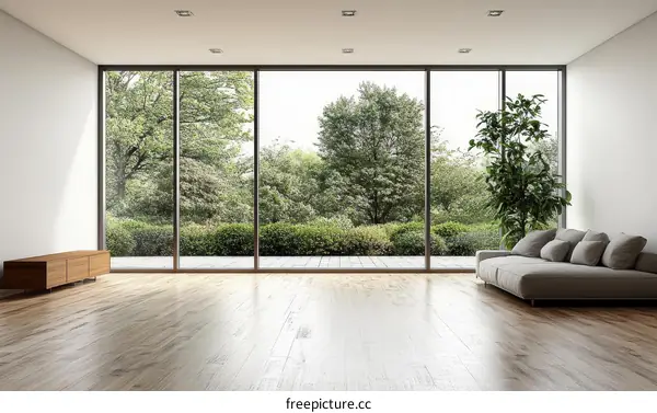 Modern Living Room with Large Windows