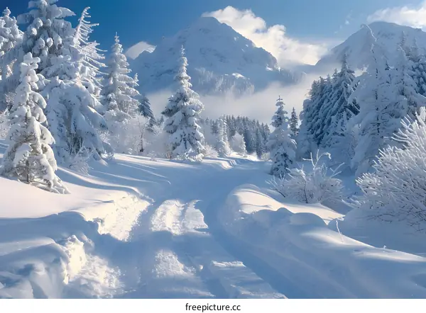Snow-covered forest in winter