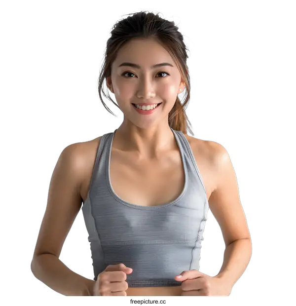 [Transparent Background PNG]Asian young woman in sportswear smiling
