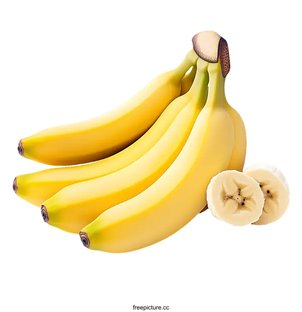 [Transparent Background PNG]Bunch of Ripe Bananas and Slices