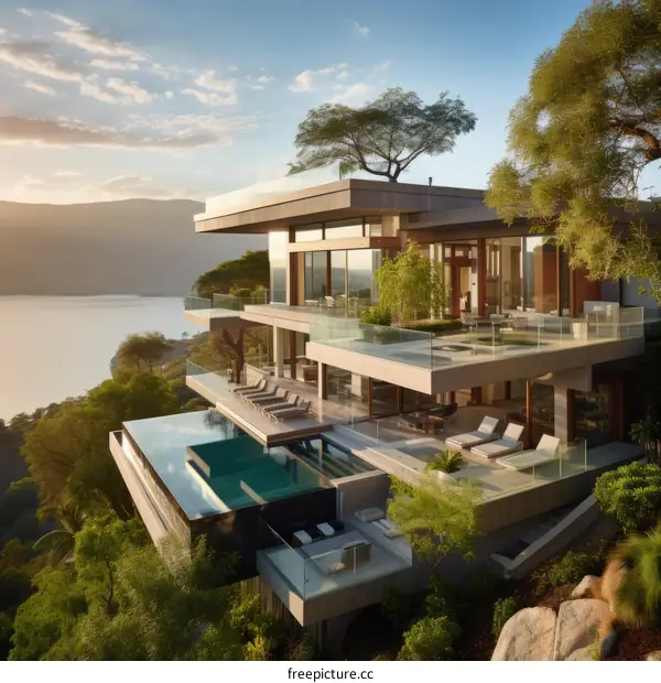 Modern luxury house with amazing lake view