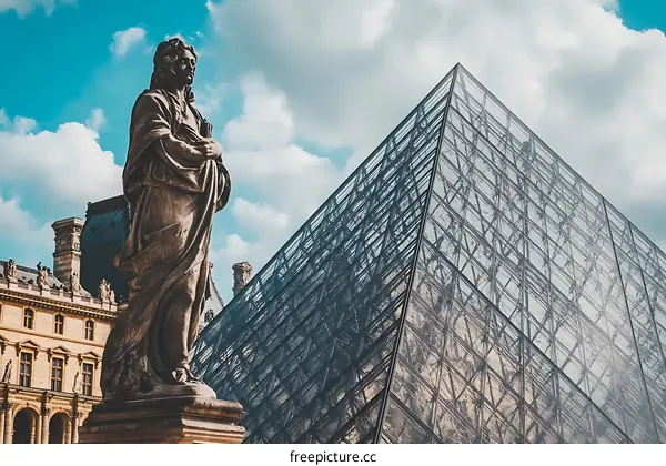 Statue in front of the Louvre Museum in Paris