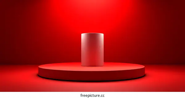 Red Studio Scene with Cylinder Display Platform