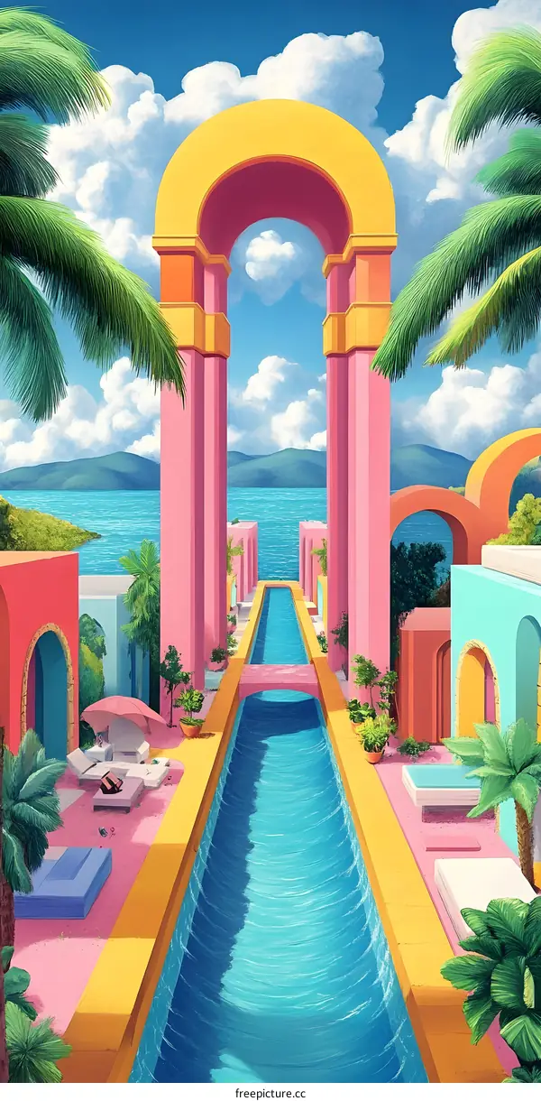 Archway Pathway Leading To Tropical Paradise