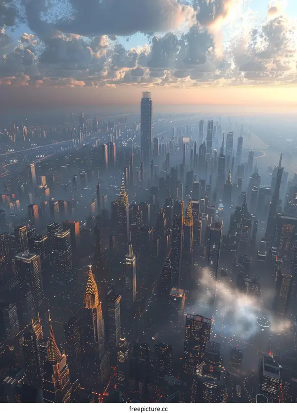 Futuristic Cityscape: A Bird's Eye View