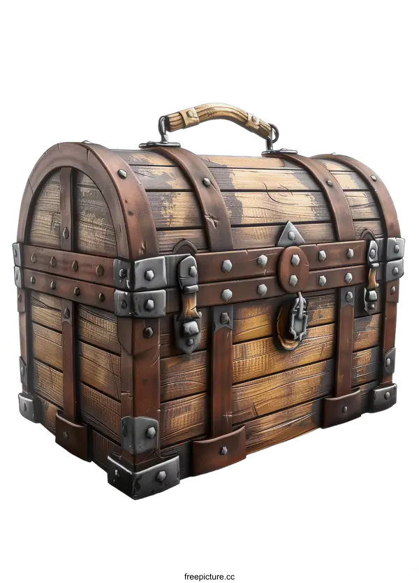 [Transparent Background PNG]Old wooden chest isolated on transparent background