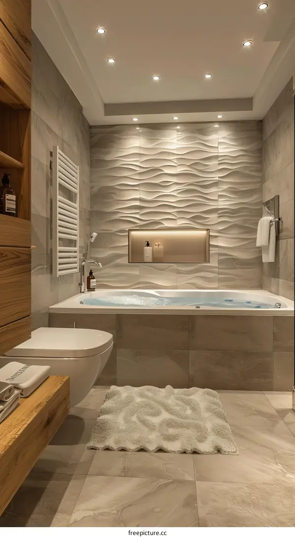 Modern Elegant Bathroom Design with Luxurious Spa Tub