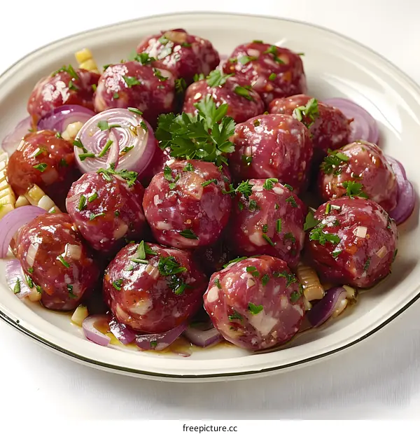 meatballs with parsley and onion