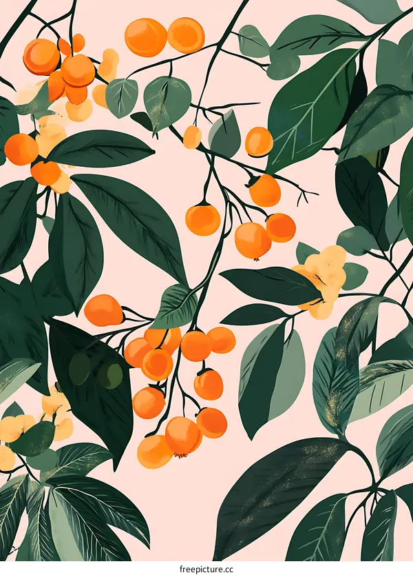 Orange and Green Floral Pattern