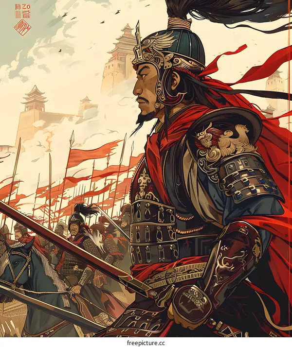 Chinese General Warrior Ancient Army Illustration