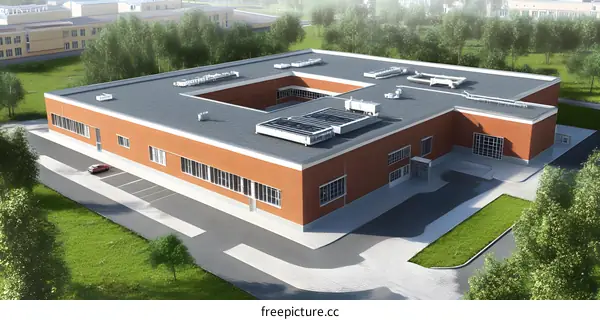 Modern Building Architecture Design With Square Roof