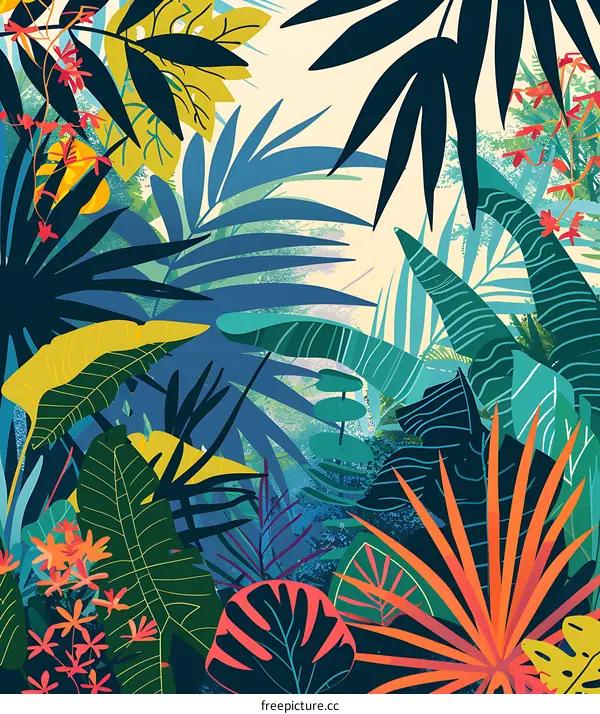 Tropical Leaves Pattern Abstract Art