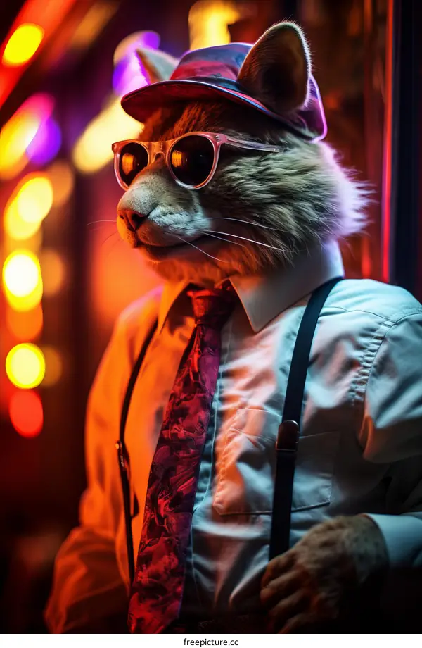 Cool cat in sunglasses and hat