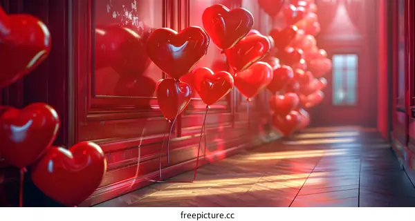 Red heart balloons for Valentines Day