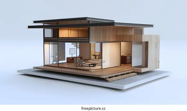 Modern Wooden House Model Architecture Design
