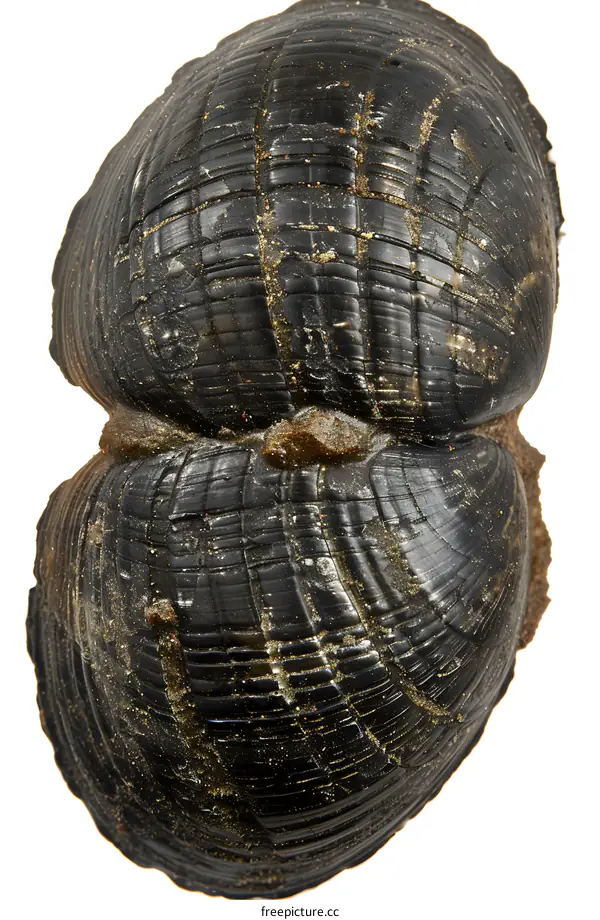 Fossilized Clam Shells on White Background