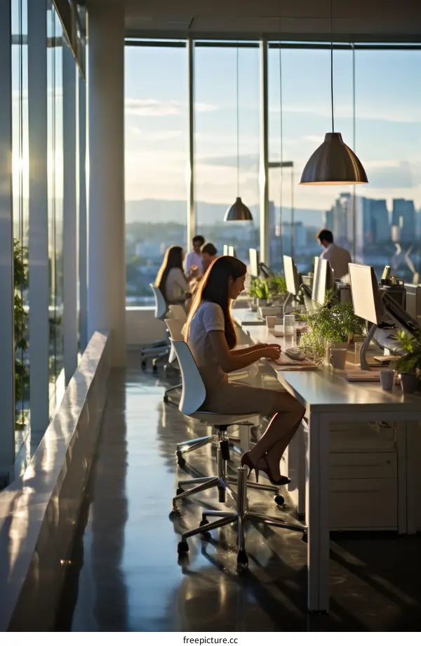 Business people working together in a modern office