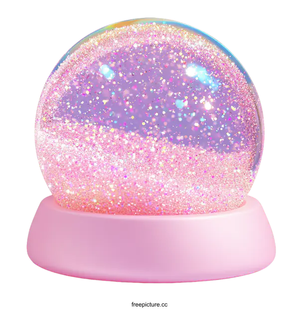 [Transparent Background PNG]Beautiful Pink Glitter Snow Globe Decor