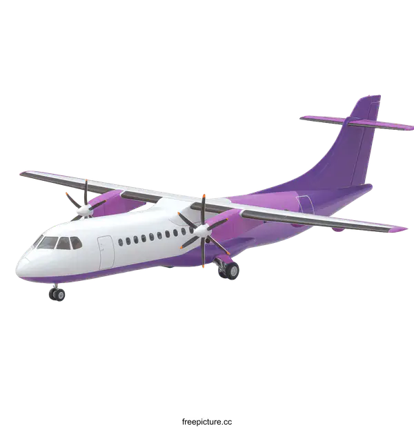 [Transparent Background PNG]Purple and White Propeller Airplane Illustration