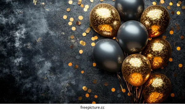 Black and Gold Balloons Festive Celebration