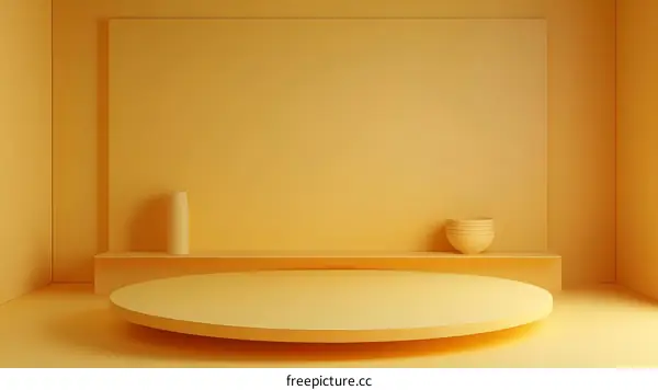 Empty Pastel Yellow Display Podium