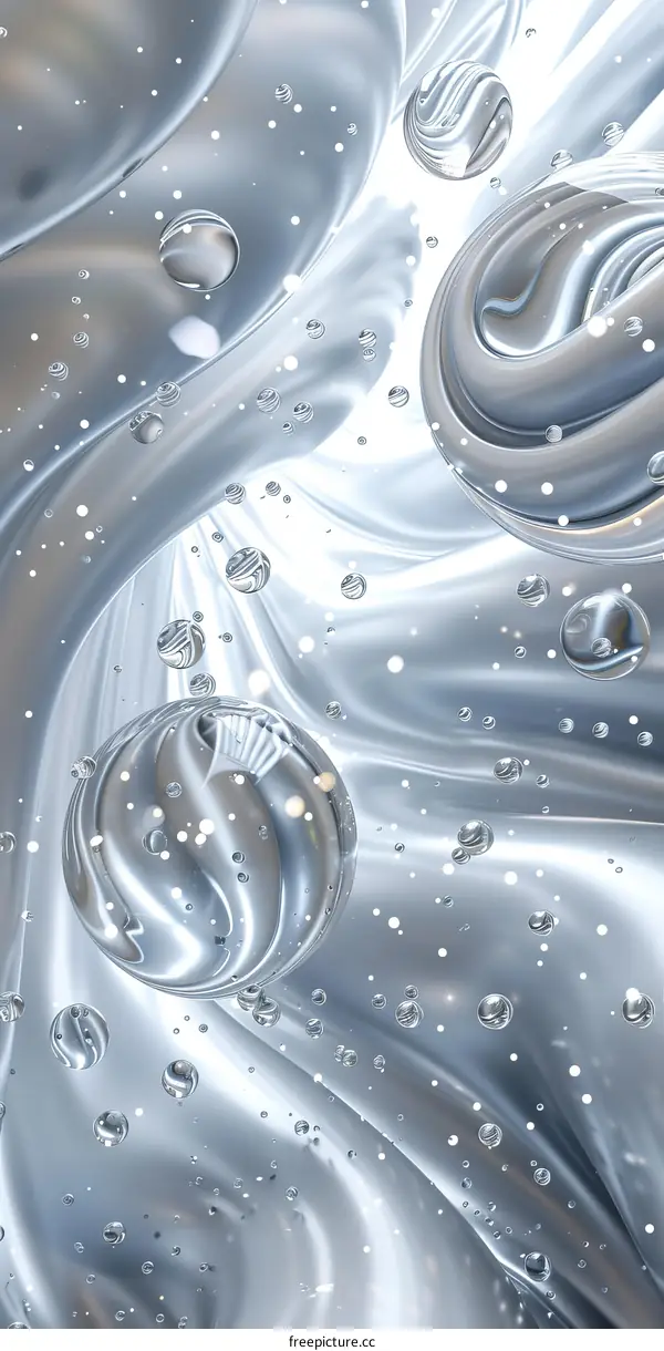 Abstract Silver Fluid Design