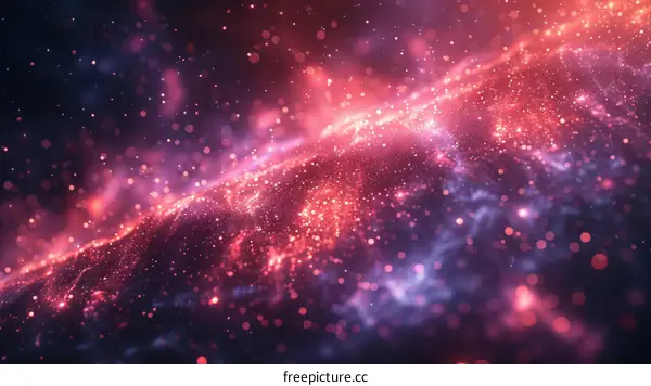 Red and purple glowing particles resembling a nebula in outer space