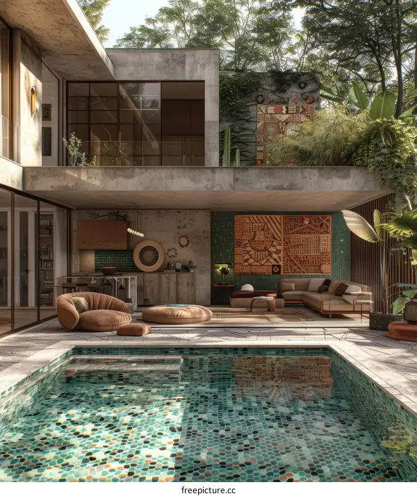 Modern and Tropical House Design with Pool