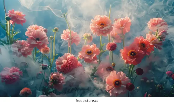 Dreamy Pastel Flowers in a Whimsical Setting