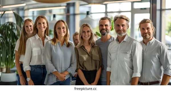 portrait of a group of six business people smiling