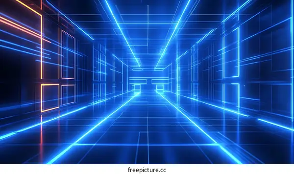 Neon Corridor Futuristic Perspective