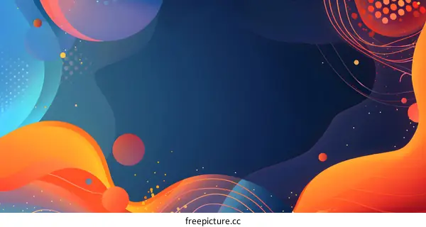 Abstract Blue Orange and Yellow Background With Circles
