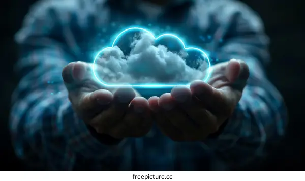 A person holding a glowing cloud in their hands